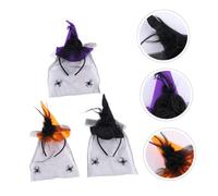 GLEAVI 3pcs Halloween Witch Hat Headband Mesh Veils Charming Hair Accessories for Horror Parties and Halloween Decorations