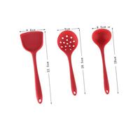 GLEAVI 3pcs Heat-Resistant Silicone Cooking Utensils Set Red Non-Stick Kitchen Gadgets with Hanging Loop for Pancakes Gravy and Baking Food Grade Silicone Lightweight Tools