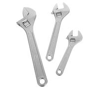 GLEAVI 3pcs Industrial Adjustable Wrench Set 6in 8in 10in Wide Jaw Metal Spanners with Anti-Slip Handle Universal Multi-Size Wrenches for Automotive and Plumbing Tasks