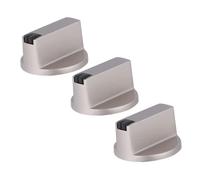 GLEAVI 3Pcs Metal Gas Stove Knobs, Universal 6Mm Hole Replacement Control Knobs for Cooker, Comfortable to Hold Silver Finish for Home Kitchen Use