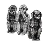GLEAVI 3pcs Resin Monkey Figurines See No Evil Animal Statues with Realistic Craftsmanship for Living Office Desk Shelf Decoration