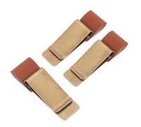 GLEAVI 3pcs Retro Metal Clips for Bills and Papers, Brown Leather Pen Holder with Stainless Steel Clips, Multipurpose Small Office File Clamps for Study and Document Organization