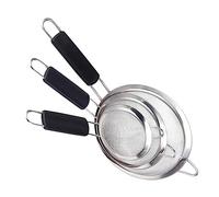 GLEAVI 3pcs Stainless Steel Flour Sifter Set Fine Mesh Kitchen Sieve for Baking and Straining Handheld Cooking Tool for Powdered Ingredients and Fried Food Preparation