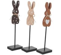 GLEAVI 3pcs Wooden Rabbit Easter Decoration Spring Bunny Table Centerpiece Sign Creative Easter Wood Decor with Adorable Theme Words Living Room and Party Supplies Accent