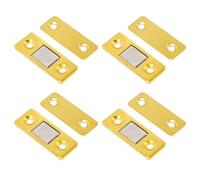 GLEAVI 4 Pairs Gold Magnetic Door Catch for Wardrobe Cabinet, Adhesive Furniture Magnetic Catch Set for Cupboard and Drawer Closure, Invisible Door Latch Accessories