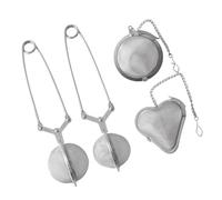 GLEAVI 4 Pcs Stainless Steel Tea Leakers Set with Handle and Chain Heart Round Shape Tea Infusers 4.5cm 5.0cm Fine Mesh Strainers for Home and Cooking Soup
