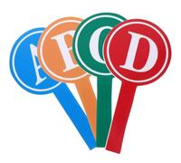 GLEAVI 4 Pieces Writable Judges Scoreboards Single-sided Erasable Whiteboard Paddles with Letters Abcd Handheld Reusable Score Boards for Classroom and Office Use