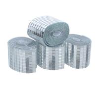 GLEAVI 4 Rolls Self-Adhesive Mosaic Mirror Tiles Silver Small Mirror Tile Stickers for Easy DIY Application on Art Projects and Vases, for Disco Ball Repair and Craft Decoration
