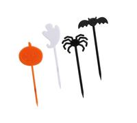 GLEAVI 40Pcs Halloween Fruit Picks Creative Cake Topper Forks for Party Supplies Unique Designs Featuring Pumpkins Ghosts Bats Spiders for Appetizers Desserts Festive
