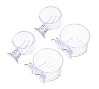 GLEAVI 4pcs Acrylic Red Worm Feeder Cups with Suction Cups, Aquarium Blood Worm Storage Containers, Small and Large Feeding Funnels for Fish Tank Aquatic Plant Holder Accessories