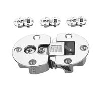 GLEAVI 4pcs Adjustable Hidden Cabinet Door Hinges Silver Flush Concealed Hinges for Kitchen Cupboard Doors Large Compatible with Various Thicknesses
