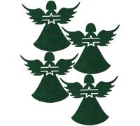 GLEAVI 4pcs Christmas Cutlery Covers Fork Pouches Angel Shaped Tableware Bags Green Cloth Material Classic Festive Style for Holiday Celebration