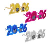 GLEAVI 4pcs Comfortable Themed Eyewear for Holiday Celebrations Fun Photo Booth Props Gold Silver Blue and Red for Unforgettable Countdown Events