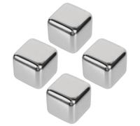 GLEAVI 4Pcs Food-Grade 304 Stainless Steel Whiskey Stones, Reusable Metal Ice Cubes for Bar and Restaurant Use, Silver Chilling Cubes for Whiskey and Beer