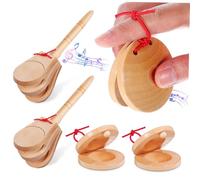 GLEAVI 4pcs Handheld Wooden Castanets Comfortable Grip Pleasant Sound for Musical Play Early Education and Performances Percussion Instrument for Adults