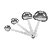 GLEAVI 4pcs Heart Shaped Stainless Steel Measuring Spoons Rust Kitchen Measuring Cups for Dry and Liquid Ingredients Engraved Scale for Convenient Precise