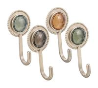 GLEAVI 4pcs Luxury Rhinestone Adhesive Wall Hooks Strong No Drill Hanging Coat Rack for Bathroom Towel Kitchen Modern Clothes Hooks with Punch Sticky Mount Multipurpose