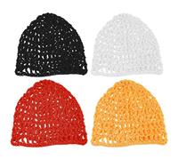 GLEAVI 4pcs Mesh Hair Net Bonnet Caps Crochet Knit Hair Wrap for Sleep Reusable at Night