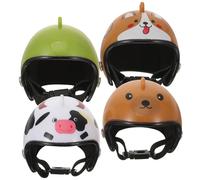 GLEAVI 4pcs Mini Dollhouse Helmets Chicken Safety Hats Pet Bird Headwear Rainproof Doll Helmet Accessories for Dollhouse Decoration Random Style