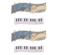GLEAVI 4pcs Musical Hair Side Barrette: Barrettes with Piano Keys and Cats Elements: Metal Music Note Hair Clips for Parties Everyday Use