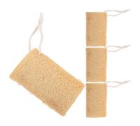 GLEAVI 4pcs Natural Loofah Dish Scrubber Set Hanging Rope Flattened Kitchen Loofah Sponges for Bowl Washing and Bath Exfoliating for Home Use