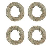 GLEAVI 4pcs Pet Woven Molar Grass Ring Chew for Rabbits and Hamsters Teeth Grinding Natural Grass Bite with Pp Bag for Small Animals Dental Care