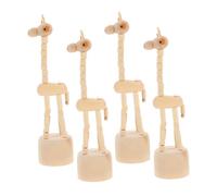 GLEAVI 4pcs Push Puppets: Wood Giraffe Toys Wood Finger Push Puppet - Hand-carved Animal Figurines Portable Wooden Statues For Office Room Decoration