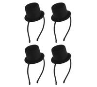 GLEAVI 4pcs Small Black Mini Top Hat Headband Fascinator for Women, 1920s Theme Party Hair Accessory, Victorian Style Costume Headpiece for Holiday and Carnival Events