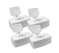 GLEAVI 4pcs Wet Wipes Storage Box Plastic White for Bathroom Kitchen Home Use as Wipe Holder Dispenser