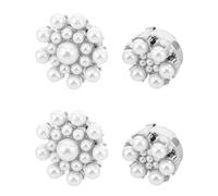GLEAVI 4pcs White Faux Pearl Decorative Buttons for Shirt Collar and Cardigan, No Sewing Required, Matte Pearlescent Finish, round Shape, for Casual Occasions and Enhancing Neckline