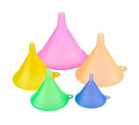 GLEAVI 5 Pcs Portable Mini Funnels Plastic Kitchen Liquid Filling Funnels with Short Handle Refillable Design for Beaker and Spray Bottle Use in Science Experiments and Cleaning