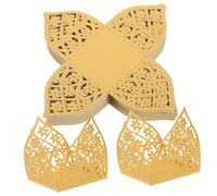 GLEAVI 50pcs Hollow Out Flower Chocolate Paper Cups Candy Wrappers Gold Wedding Party Dessert Table Centerpieces Decorative Packaging Trays for Events