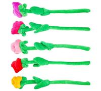 GLEAVI 5Pcs 30Cm Plush Rose Bouquet Set Artificial Flowers for, Soft Plush in Pink, Orange, Purple, Fuchsia and Red, Decorative Gift for Graduation and School Events