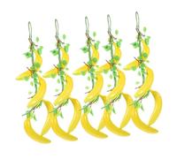 GLEAVI 5pcs Lifelike Fake Banana Strings Farmhouse Decor for Home Kitchen Hotel Party Decorations Realistic Artificial Fruit Hanging Garland