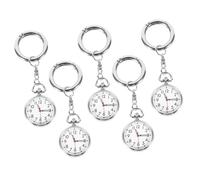 GLEAVI 5pcs Multi-Function Nurses Pocket Watches with Key Ring Design, Lightweight Stainless Steel and Glass, Suitable for Work in The Hospital and Daily Use