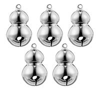 GLEAVI 5pcs Pet Bells Pet Collar Pendants Gourd Shape Brass Silver Loud Sound Small Lightweight for Cat Collar Christmas Handbag