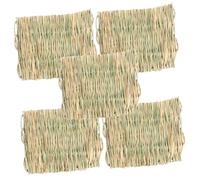 GLEAVI 5pcs Small Rabbit Straw Mat Cooling Bed Breathable Grass Sleeping Cushion for Hamster Guinea Pig Chinchilla Small Pets Four Seasons Use