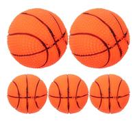 GLEAVI 5pcs Small Squeaky Basketball Dog Set, Non-toxic Vinyl Interactive Puppy Chew for Large Dogs, Sturdy Pet Basketball for Training and Play