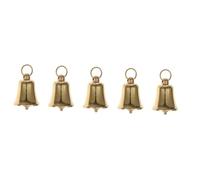GLEAVI 5pcs Vintage Brass DIY Bell Pendant Small Hanging Bell Charm for Home Decor Jewelry Making Holiday Celebrations for Christmas Easter Weddings More
