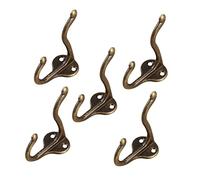 GLEAVI 5pcs Vintage Dual Hole Wall Mounted Small Single Hooks Antique Bronze Clothes and Towel Hangers Wall Mount for Bedroom Bathroom Kitchen Space Saving Decorative Rack for Home Office