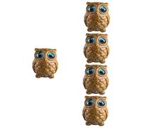 GLEAVI 5pcs Wooden Owl Statue Carving Owl Figurine Ornament Home Decor Creative Desktop Office Ornament Shelf Display Animal Sculpture
