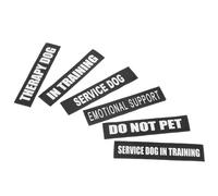 GLEAVI 6 Pairs Reflective Stickers Pet Vest Harness Patches Pu Material Black Color Creative English Words Design Suitable for Daily Wear Walking