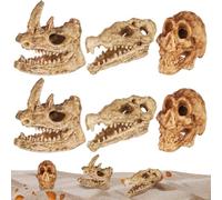 GLEAVI 6 Pcs Mini Animal Skull Figurines Set Realistic Plastic Skulls for Crafts Dollhouse Decoration Unique Home Ornaments for Aquarium Micro Landscape Display