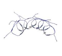 GLEAVI 6Pcs Adjustable Evil Eye Beaded Bracelets Set for Women, Turkish Good Luck Jewelry with Sphere Eye Charms, Handmade Rope String Bracelets for Party, Prayer, and Crafts