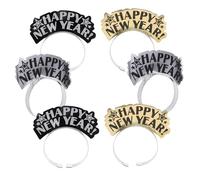GLEAVI 6pcs Black and Gold Glitter Year Eve Tiara Headbands Festive Headgear for Celebration Stylish Party Accessories for Women and Elegant Holiday Party Favors