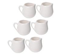 GLEAVI 6Pcs Ceramic Milk Jug with Handle Non Slip Base Milk Storage Jugs and Sauce Holders Versatile White Porcelain Creamer Pitchers for Kitchen Sauces