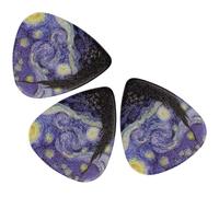 GLEAVI 6Pcs Guitar Picks Set with Thumb and Triangle Picks for Electric, Acoustic, Bass Guitar and Ukulele - Thick Celestial Design for Music Players and Beginners