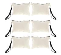 GLEAVI 6pcs Hanging Travel Toiletry Bags for Women Soft Beige Fabric Organizer with Transparent Compartments Zipper Pouch with Wrist Strap DIY Blank Cosmetic Storage for Daily Use and