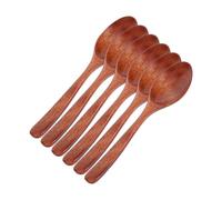 GLEAVI 6pcs Japanese Style Long Handle Wooden Spoons for Eating and Cooking Natural Nanmu Wood Salad and Cake Spoons Non Stick Stirring Utensils for Honey Tea Dessert Soda and Coconut