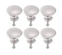 GLEAVI 6pcs Mushroom-Shaped Round Cabinet Pull Handles Brushed Chrome Metal Drawer Knobs for Cupboards Wardrobes Kitchen Furniture